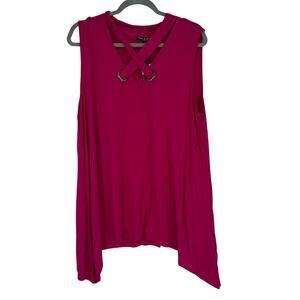 NWT Cable & Gauge Woman SZ 1X Hot Pink Sleeveless Shark Bite Grommets